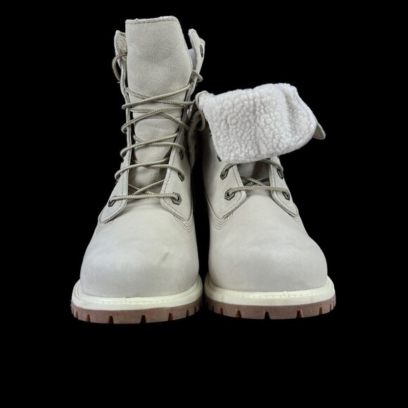 Timberland Authentic WP Fleece Fold Down Natural Nubuck Boots Women's Size 9.5 - Picture 2 of 10